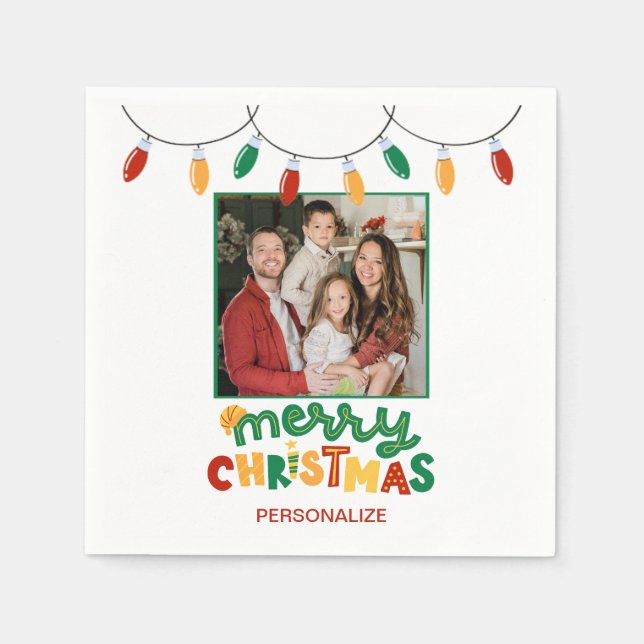 Festive Merry Christmas Personalised Paper Napkins (Front)