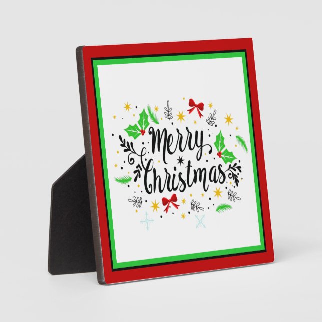 Festive Merry Christmas   Plaque (Front)
