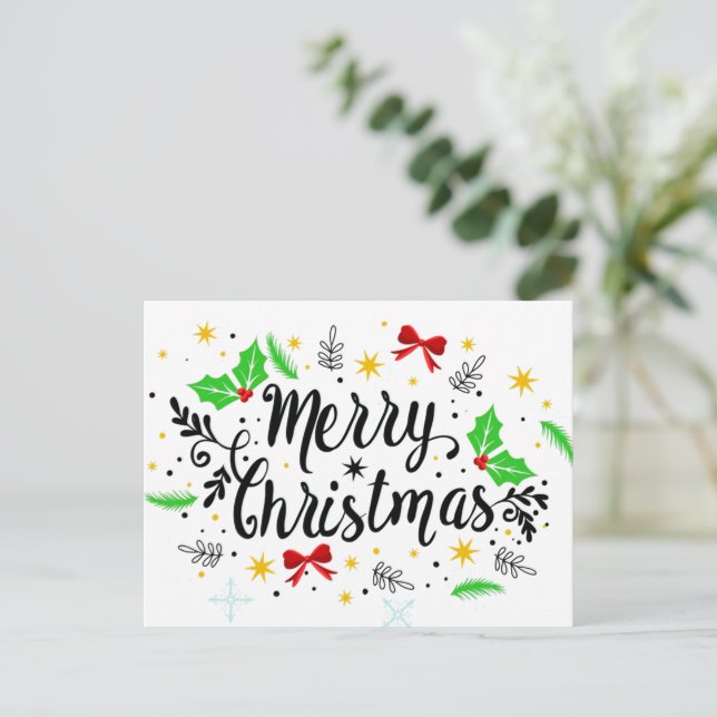 Festive Merry Christmas Postcard (Standing Front)