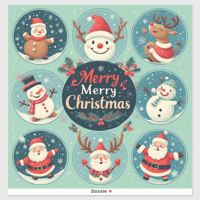 Festive Merry Christmas Postcard (Sheet)
