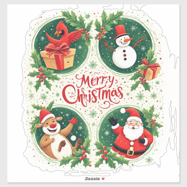 Festive Merry Christmas Postcard (Sheet)