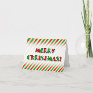 Festive "MERRY CHRISTMAS!", Red & Green Stripes Holiday Card