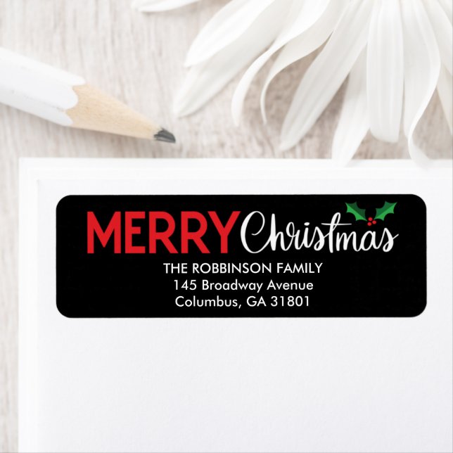 Festive Merry Christmas Return Address Label (Insitu)