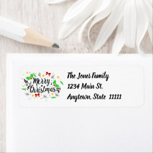 Festive Merry Christmas Return Address Label