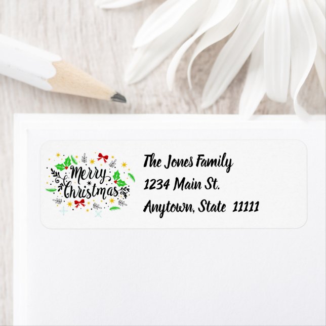 Festive Merry Christmas  Return Address Label (Insitu)