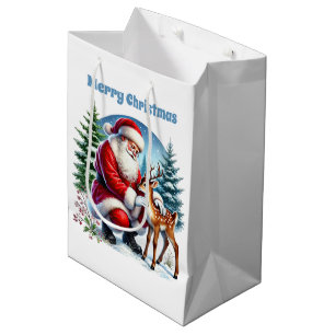 Festive Merry Christmas Santa customisable Medium Gift Bag