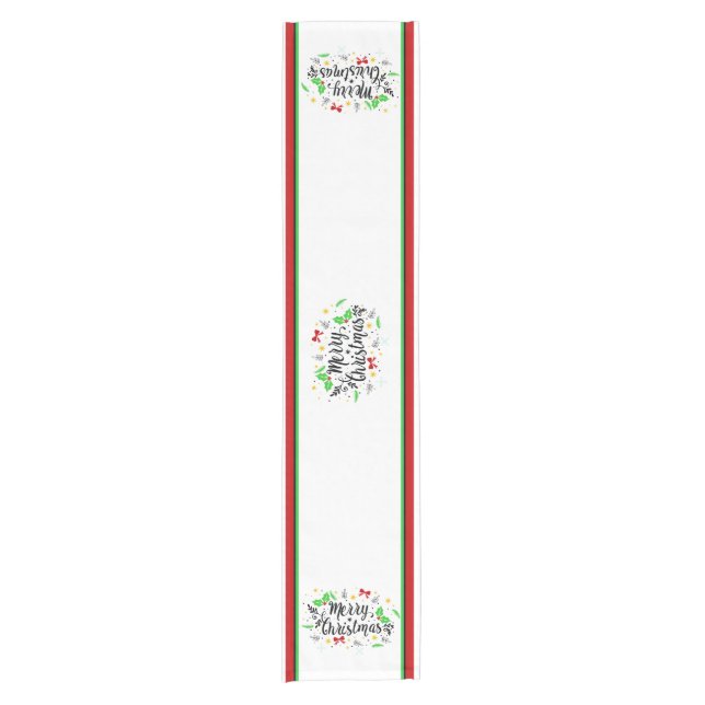 Festive Merry Christmas   Short Table Runner (Front)