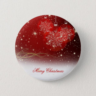 Festive “Merry Christmas” snowflakes ornaments 6 Cm Round Badge