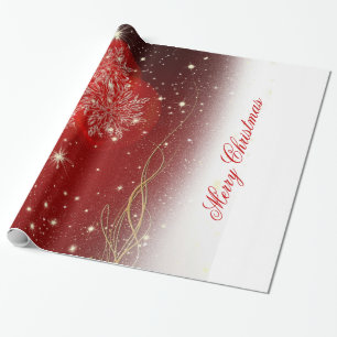 Festive “Merry Christmas” snowflakes ornaments Wrapping Paper