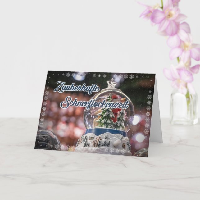 Festive Merry Christmas snowstorm globe snow dome Card (Orchid)
