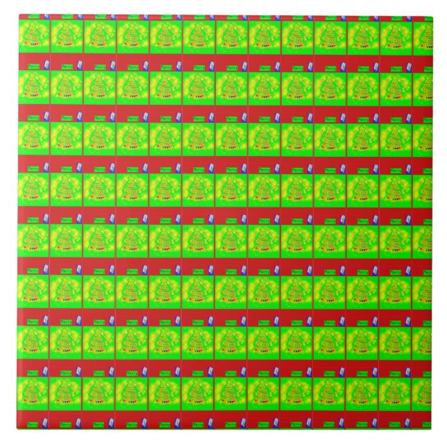 Festive "Merry" Christmas Story  Ceramic Tile (Front)