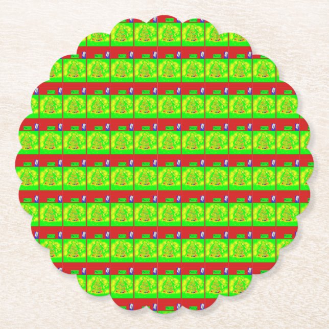Festive "Merry" Christmas Story  Paper Coaster (Front)
