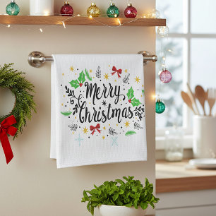 Festive Merry Christmas   Tea Towel