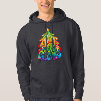 Festive Merry Christmas Tree Lettering  Hoodie