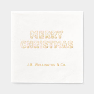 Festive Merry Christmas Typography Company Name Foil Napkins