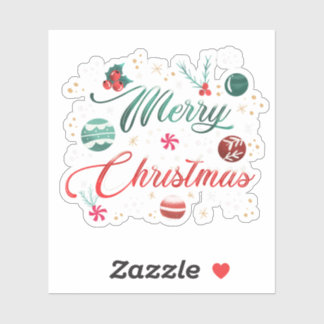 Festive Merry Christmas Typography with Ornaments