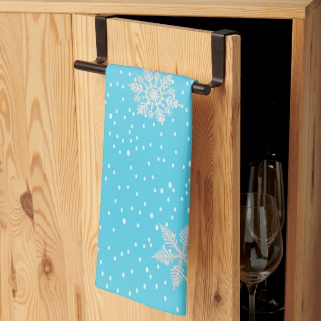 Festive 'Merry Everything' Winter Blue Holiday Tea Towel (Thirds Fold)