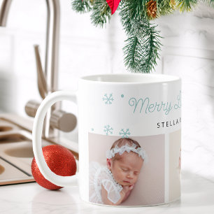 Festive Merry Little Christmas Baby Blue Photos Coffee Mug