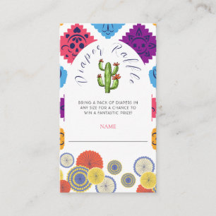 Festive Mexican Paper Fan Cactus diaper raffle Enclosure Card