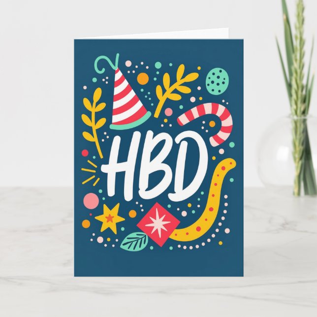 Festive Midnight Blue Birthday Card (Front)