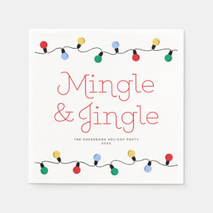 Festive Mingle & Jingle Colorful Christmas Lights  Napkin