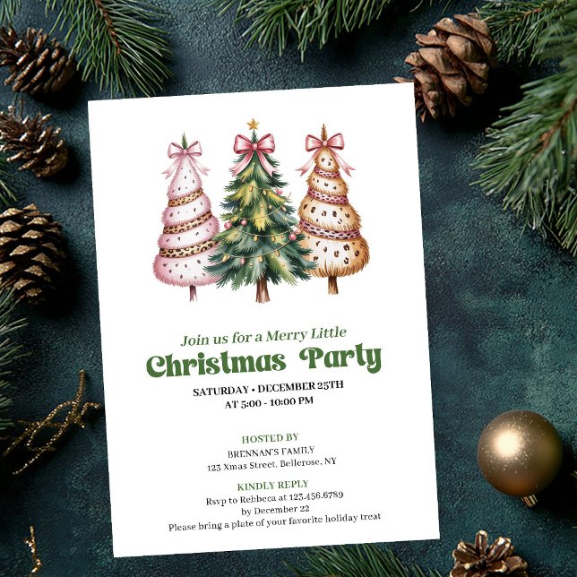 Festive minimalist leopard Christmas tree invite (Festive minimalist leopard Christmas tree invite)