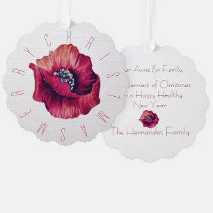 Festive Minimalist Red Flower White Christmas Tree Decoration Card