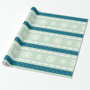 Festive Mint Polka Dots White Snowflakes Pattern Wrapping Paper