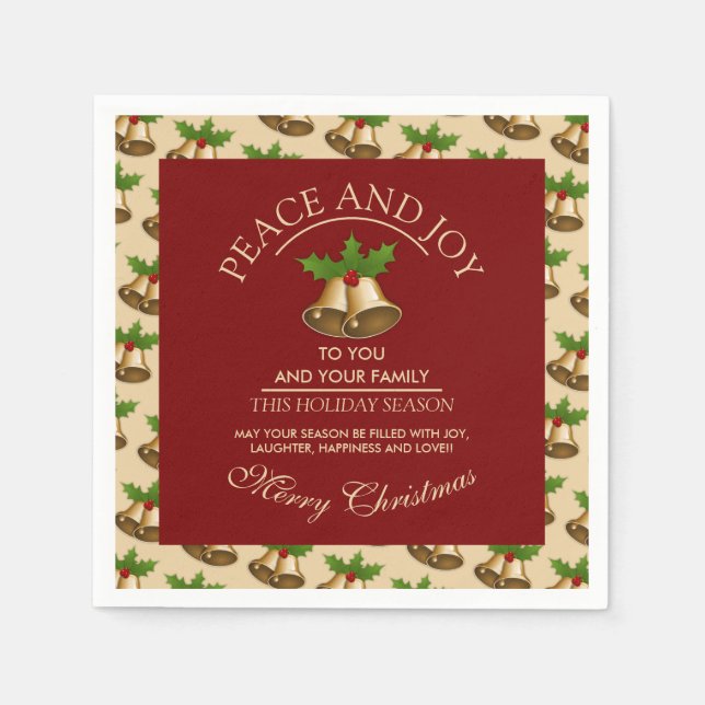 Festive Mistletoe Bells Christmas Napkin (Front)