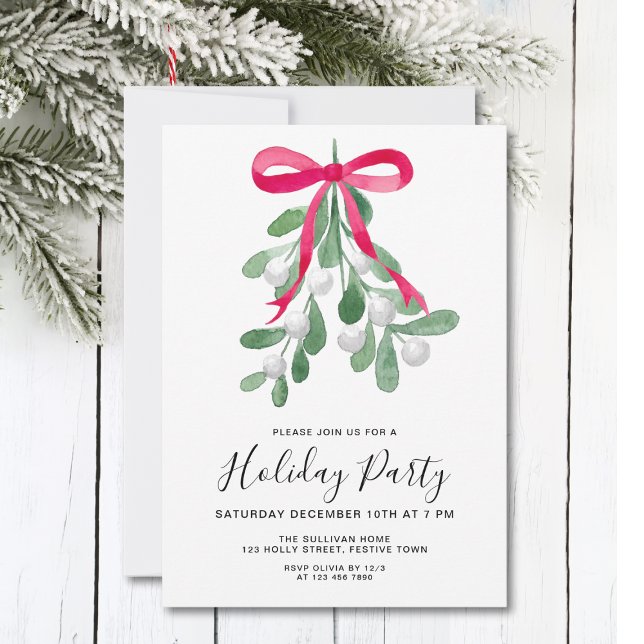 Festive Mistletoe Holiday Party Invitation (Creator Uploaded)