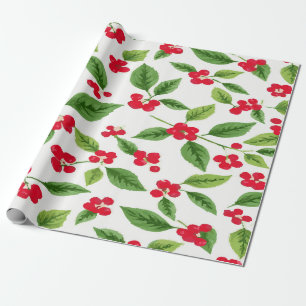 Festive Mistletoe Pattern on White – Holiday Gift Wrapping Paper