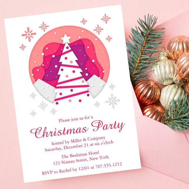 Festive Modern Christmas Tree Christmas Party Invitation (Creator Uploaded)