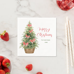 Festive Modern Christmas Tree Merry Christmas Napkin