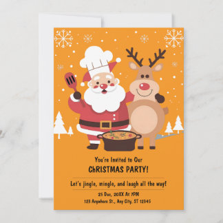 Festive Modern Funny Cute Christmas Invitation