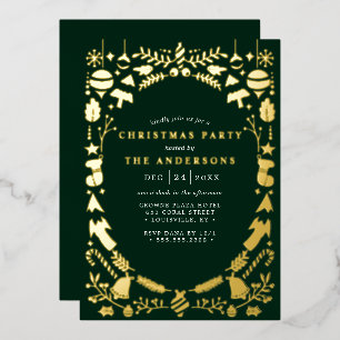Festive Modern Gold Dark Green Christmas Party