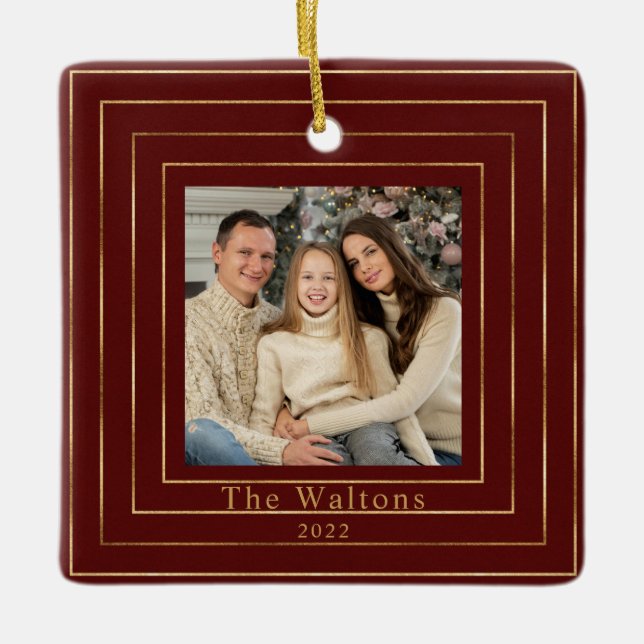 Festive Modern Gold Holiday Keepsake Ceramic Ball  Ceramic Ornament (Front)