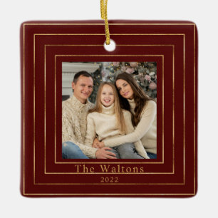 Festive Modern Gold Holiday Keepsake Ceramic Ball Ornament