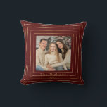 Festive Modern Gold Holiday Keepsake  Cushion<br><div class="desc">Modern design features a multi-gold frame against a bold Christmas red background.  Easily personalise with name,  year,  and monogram (on back).  Perfect gift and keepsake for the holiday season.</div>