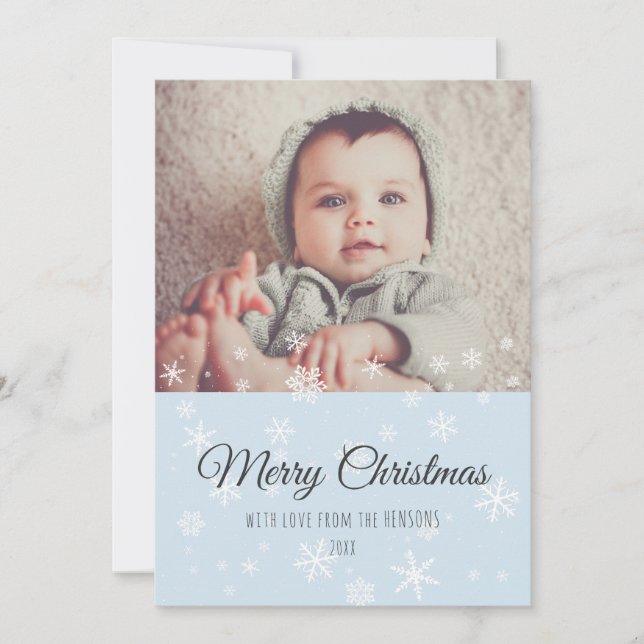 Festive Modern Merry Christmas Photo Holiday Card (Front)