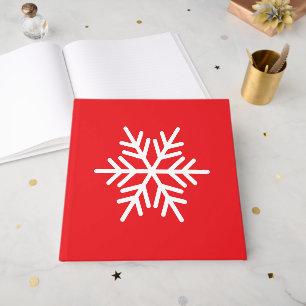 Festive Modern Nordic Snowflake On Christmas Red Guest Book