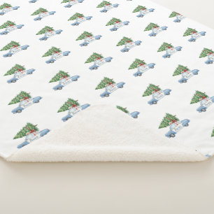 Festive Modern Police Officer Christmas Tree Car Sherpa Blanket