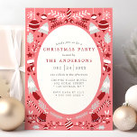 Festive Modern Red and Pink Christmas Party Invitation<br><div class="desc">This modern Christmas party invitation features a festive red and pink design with ornaments,  trees,  and holiday decor. The vibrant colours and stylish layout bring a joyful holiday spirit to any gathering. Customise the text with your party details to make it perfect for your Christmas or holiday celebration.</div>
