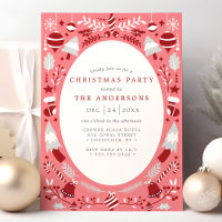 Festive Modern Red and Pink Christmas Party