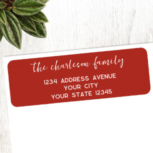 Festive Modern Script Family Name Return Address Label