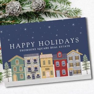 Festive Modern Winter House Corporate Real Estate  Holiday Card