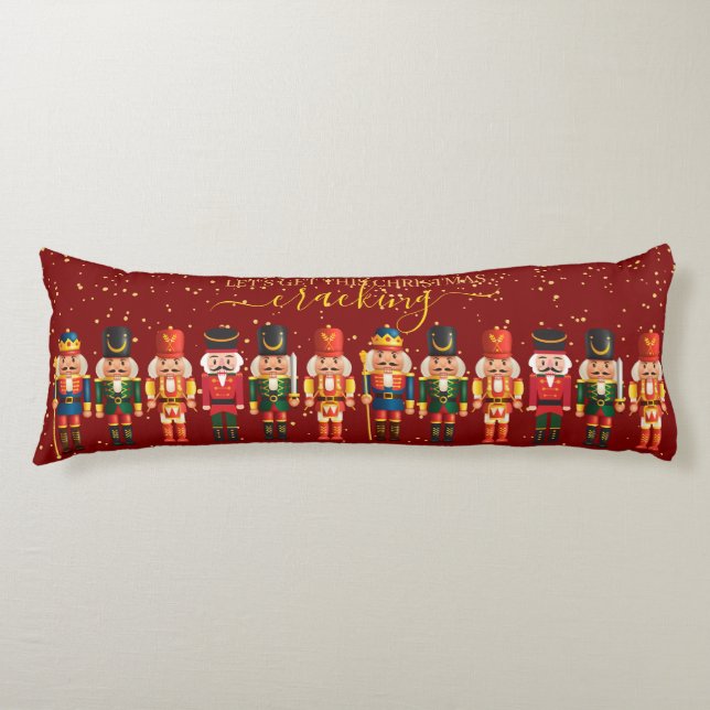 Festive Modern Xmas Red Cute Nutcracker Body Cushion (Front)