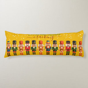 Festive Modern Xmas Yellow Cute Nutcracker Body Cushion
