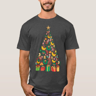 Festive Monkey Banana Xmas Tree Design  T-Shirt