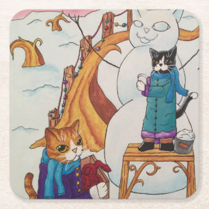 Festive Morning Square Paper Coaster