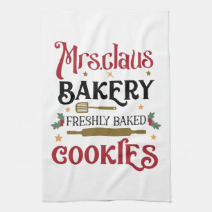 Festive Mrs. Claus bakery Tea Towel